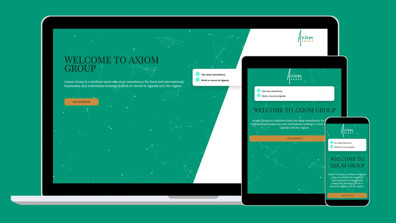 Axiom Group website on laptop, tablet and phone