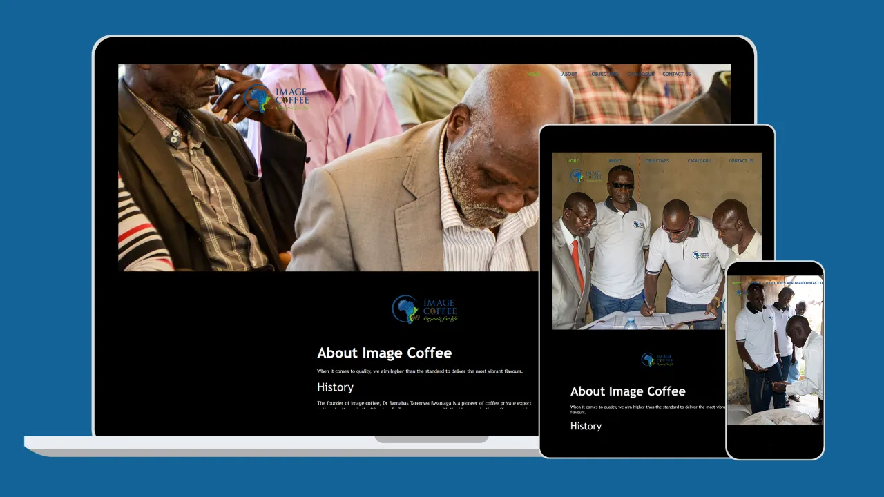 Image Coffee website on laptop, tablet and phone