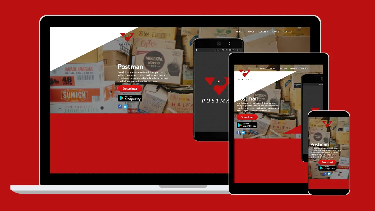 Postman website on laptop, tablet and phone