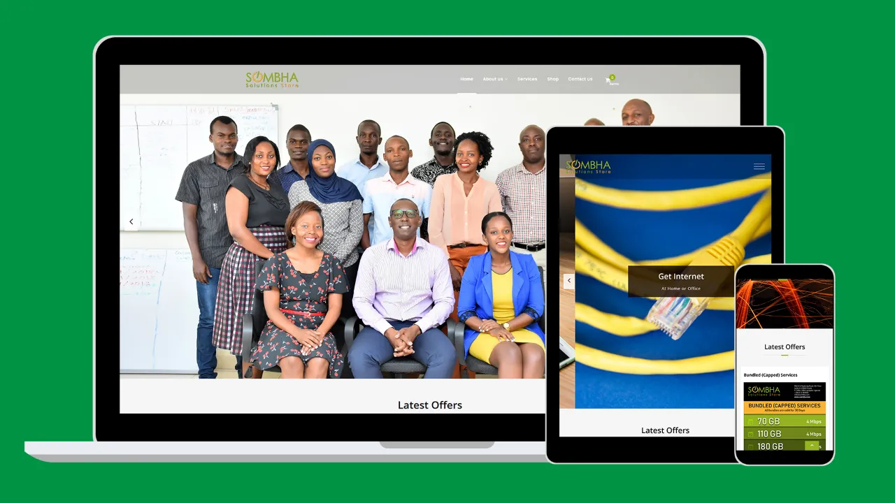 Sombha website on laptop, tablet and phone